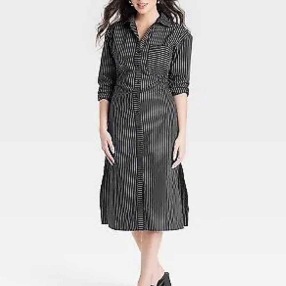 Target Midi Shirtdress - A New Day Black/White Stripe Sz Med